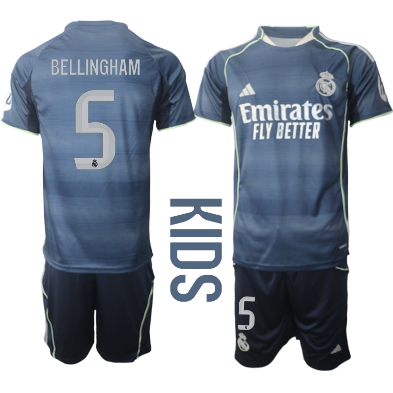 Youth 2025-2026 Club Real Madrid away Blue #5 Soccer Jersey